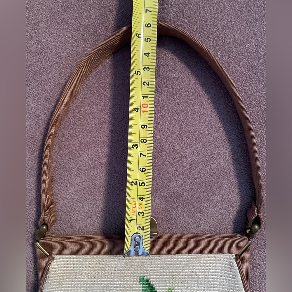 Vintage Floral Embroidered Brown and Cream Handbag - Picture 16 of 16